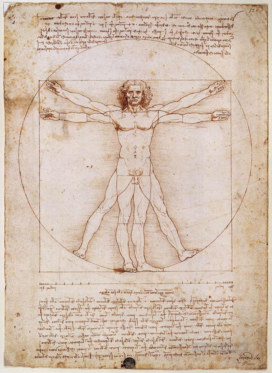 ウィトルウィウス的人体レオナルド・ダ・ヴィンチ油絵